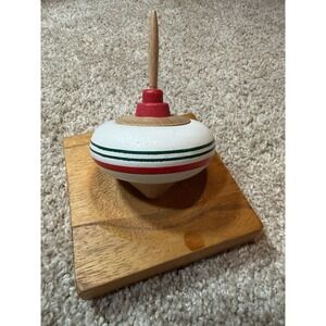 Hearth and Hand Magnolia White Red Green Spinning Top Wooden